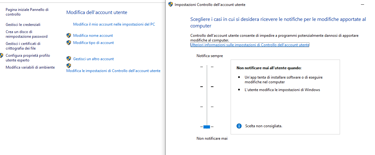 notifica accont